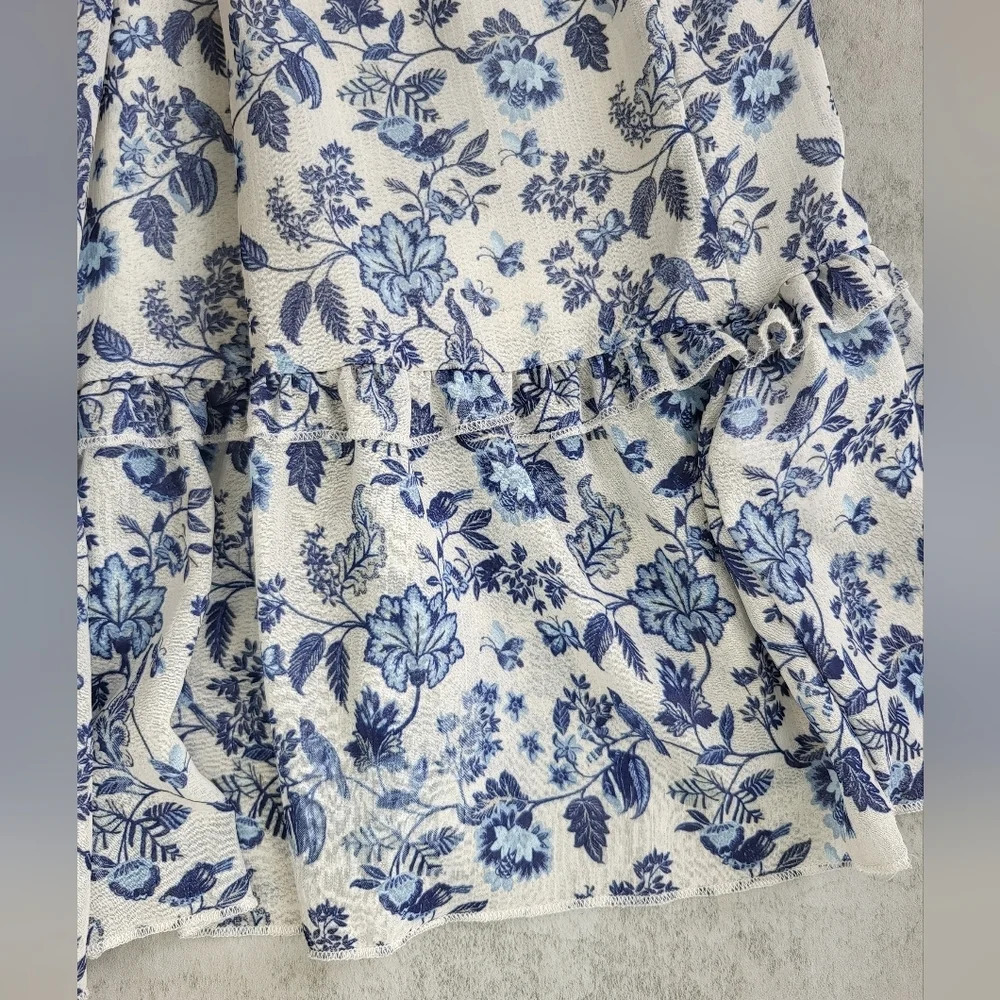 Super Natural Secret Mission Dress Med Blue‎ Floral Smock Cottage Garden Party - Picture 6 of 11